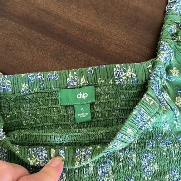 Dip green small scrunched top, puff sleeve floral - Picture 3 of 4